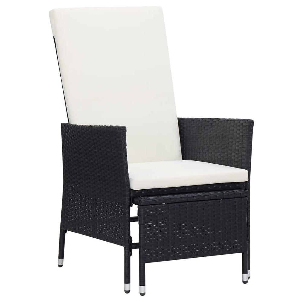 vidaXL Reclining Garden Chair with Cushions Poly Rattan Black, 310228. Picture 1