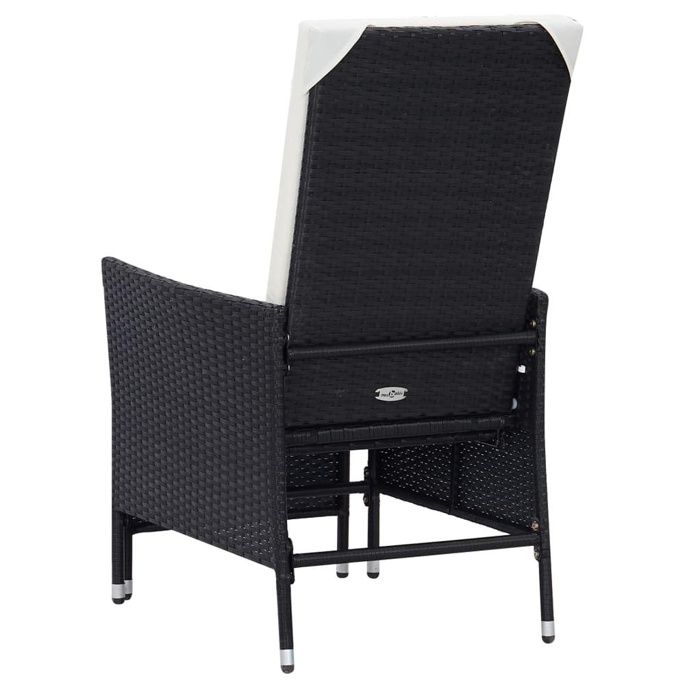 vidaXL Reclining Garden Chair with Cushions Poly Rattan Black, 310228. Picture 6