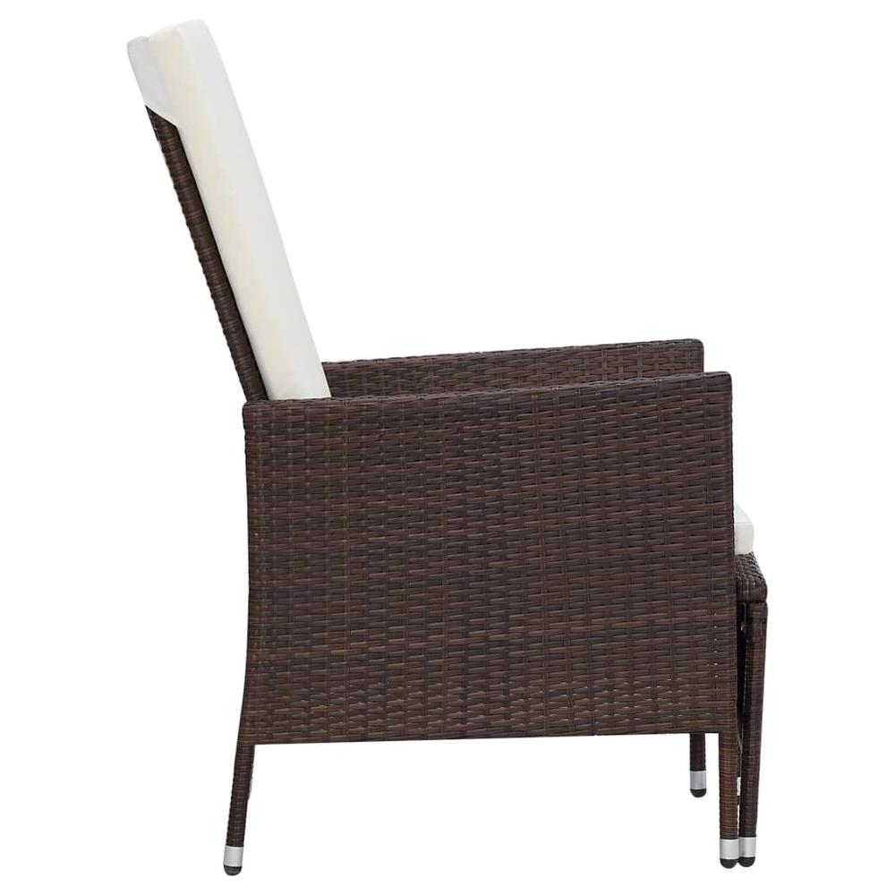 vidaXL Reclining Garden Chair with Cushions Poly Rattan Brown, 310229. Picture 4