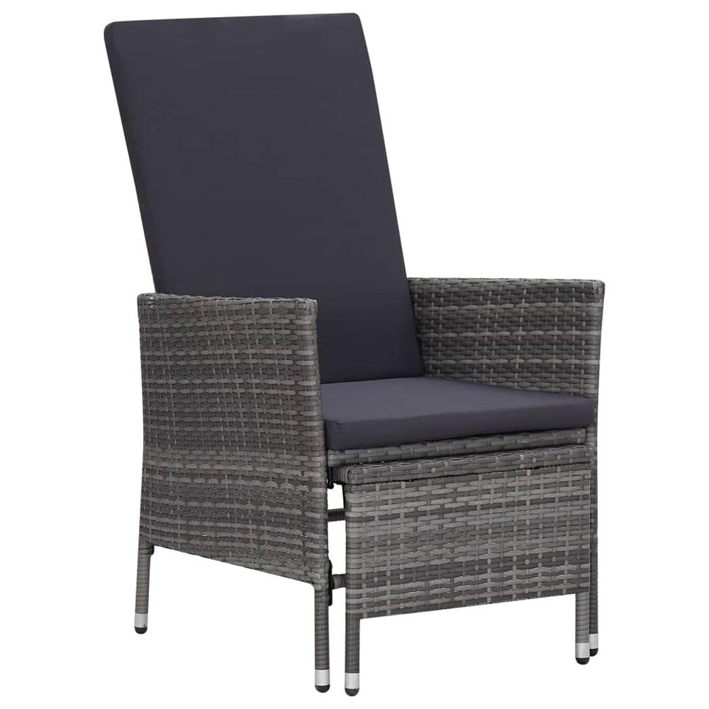 vidaXL Reclining Garden Chair with Cushions Poly Rattan Gray, 310230. Picture 1