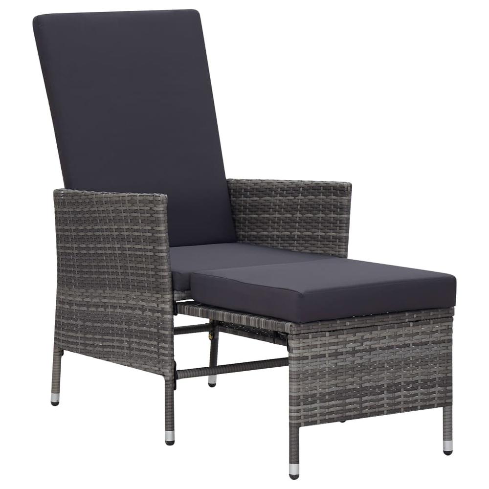 vidaXL Reclining Garden Chair with Cushions Poly Rattan Gray, 310230. Picture 2