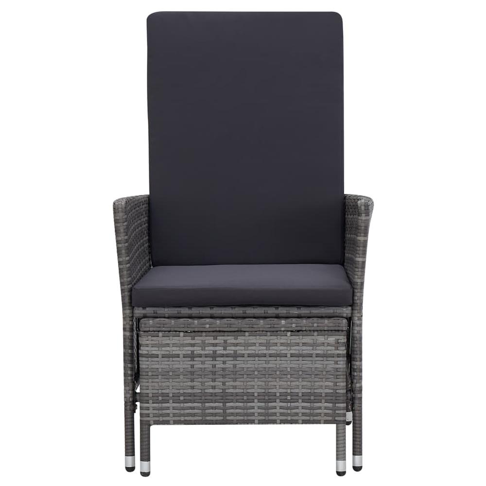 vidaXL Reclining Garden Chair with Cushions Poly Rattan Gray, 310230. Picture 3