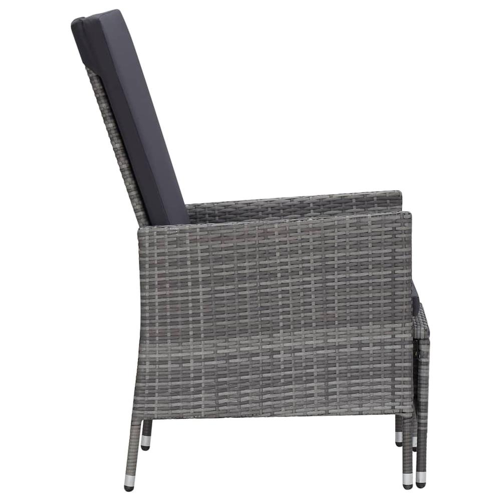 vidaXL Reclining Garden Chair with Cushions Poly Rattan Gray, 310230. Picture 4