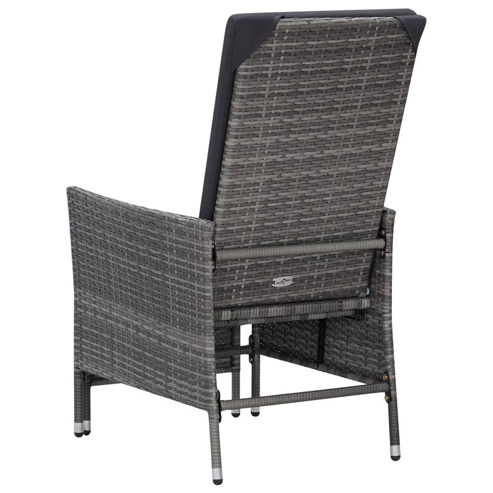 vidaXL Reclining Garden Chair with Cushions Poly Rattan Gray, 310230. Picture 6