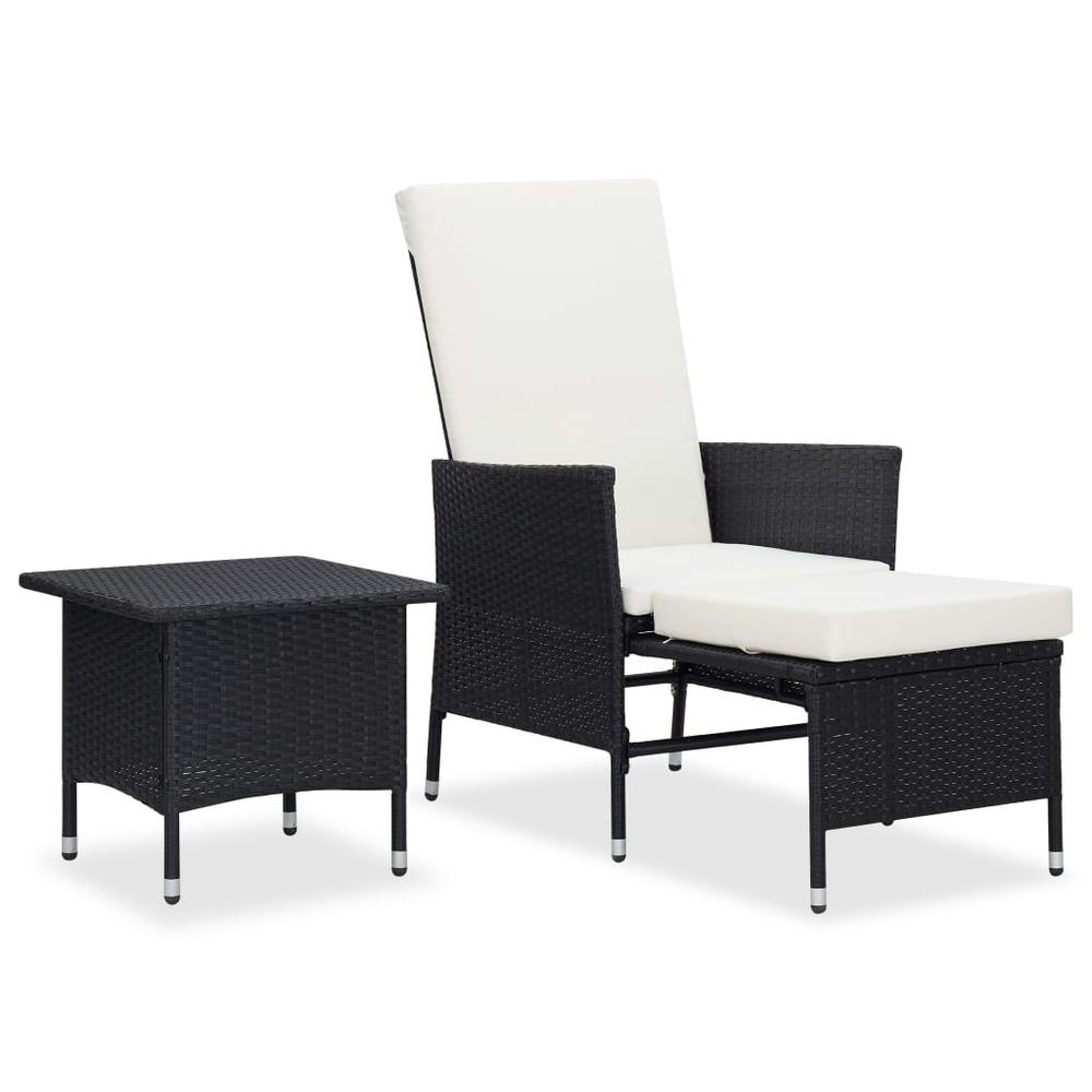 vidaXL 2 Piece Garden Lounge Set with Cushions Poly Rattan Black, 310231. Picture 1