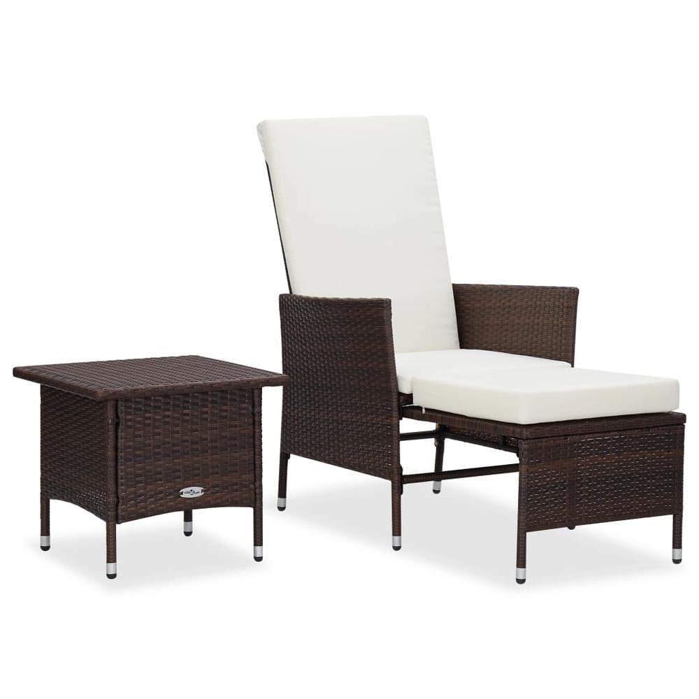 vidaXL 2 Piece Garden Lounge Set with Cushions Poly Rattan Brown, 310232. Picture 1