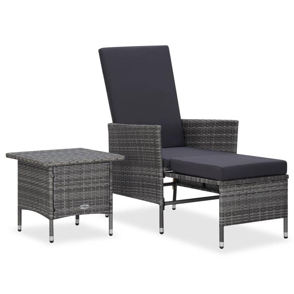 vidaXL 2 Piece Garden Lounge Set with Cushions Poly Rattan Gray, 310233. Picture 1