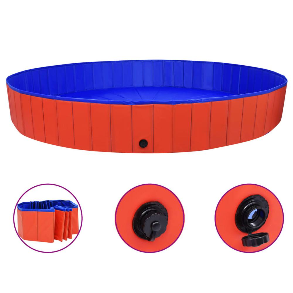 vidaXL Foldable Dog Swimming Pool Red 118.1"x15.7" PVC, 92601. Picture 1