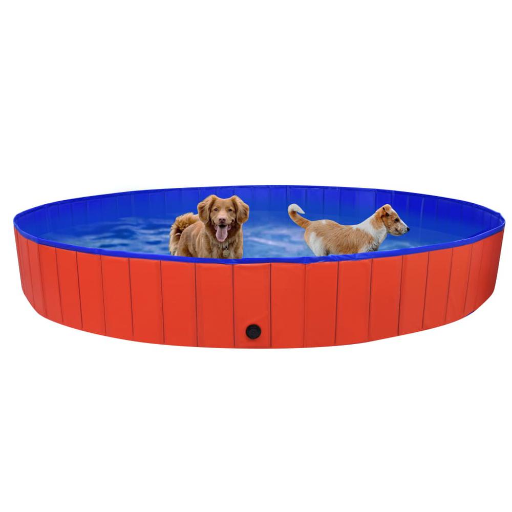 vidaXL Foldable Dog Swimming Pool Red 118.1"x15.7" PVC, 92601. Picture 2