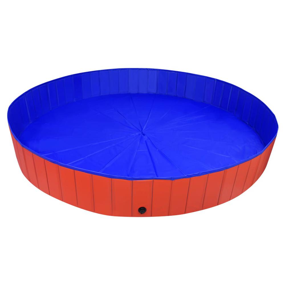 vidaXL Foldable Dog Swimming Pool Red 118.1"x15.7" PVC, 92601. Picture 6