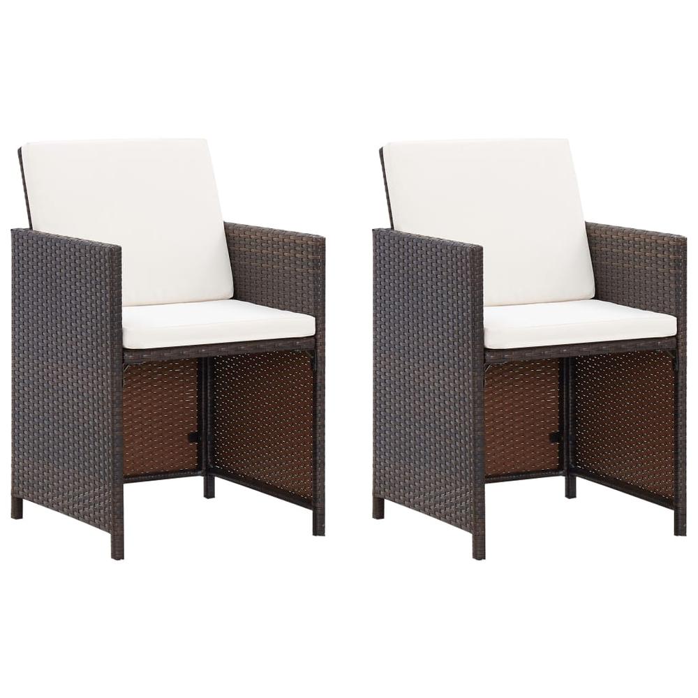 vidaXL Garden Chairs with Cushions 2 pcs Poly Rattan Brown, 311904. Picture 1