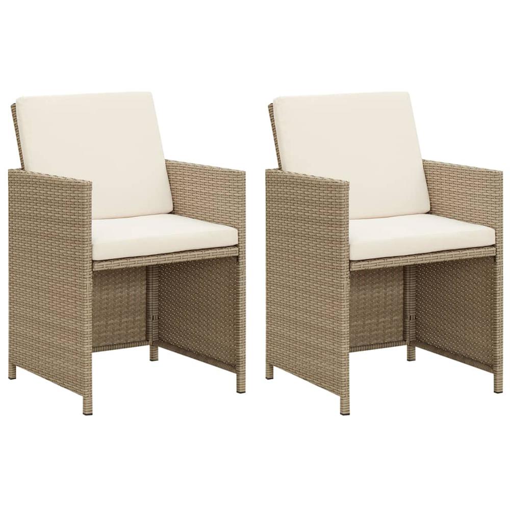 vidaXL Garden Chairs with Cushions 2 pcs Poly Rattan Beige, 311905. Picture 1