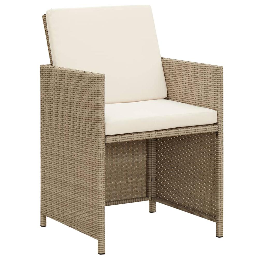 vidaXL Garden Chairs with Cushions 2 pcs Poly Rattan Beige, 311905. Picture 2