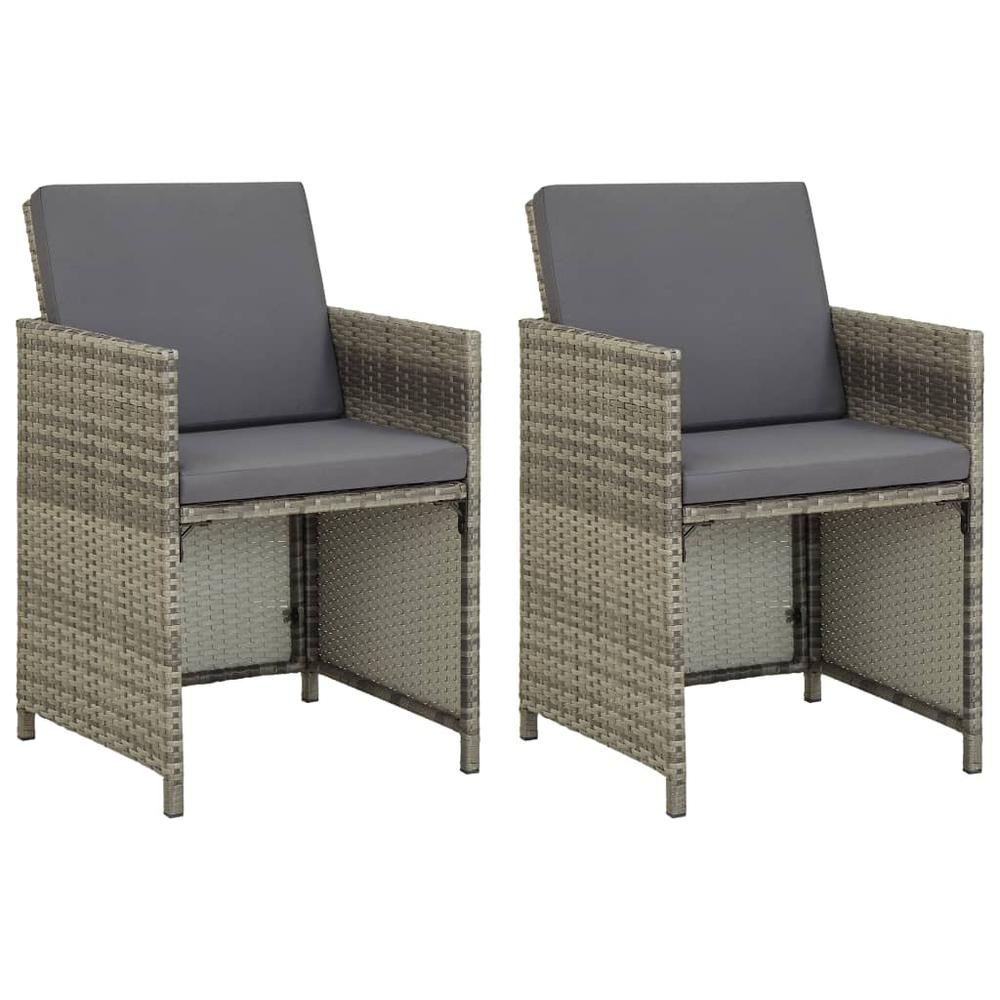 vidaXL Garden Chairs 2 pcs with Cushions Poly Rattan Gray, 311907. The main picture.