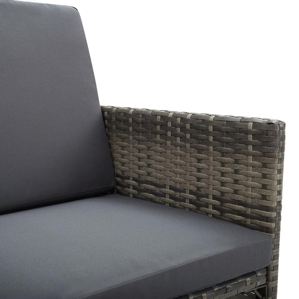 vidaXL Garden Chairs 2 pcs with Cushions Poly Rattan Gray, 311907. Picture 7