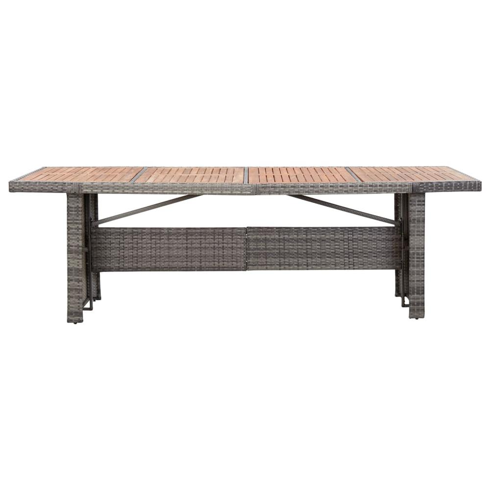 vidaXL Garden Table 94.5"x35.4"x29.1" Poly Rattan and Solid Acacia Wood, 310070. Picture 3