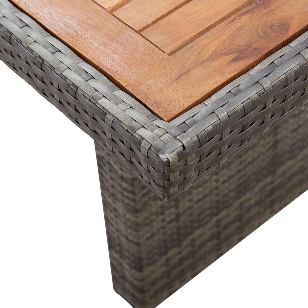 vidaXL Garden Table 94.5"x35.4"x29.1" Poly Rattan and Solid Acacia Wood, 310070. Picture 4