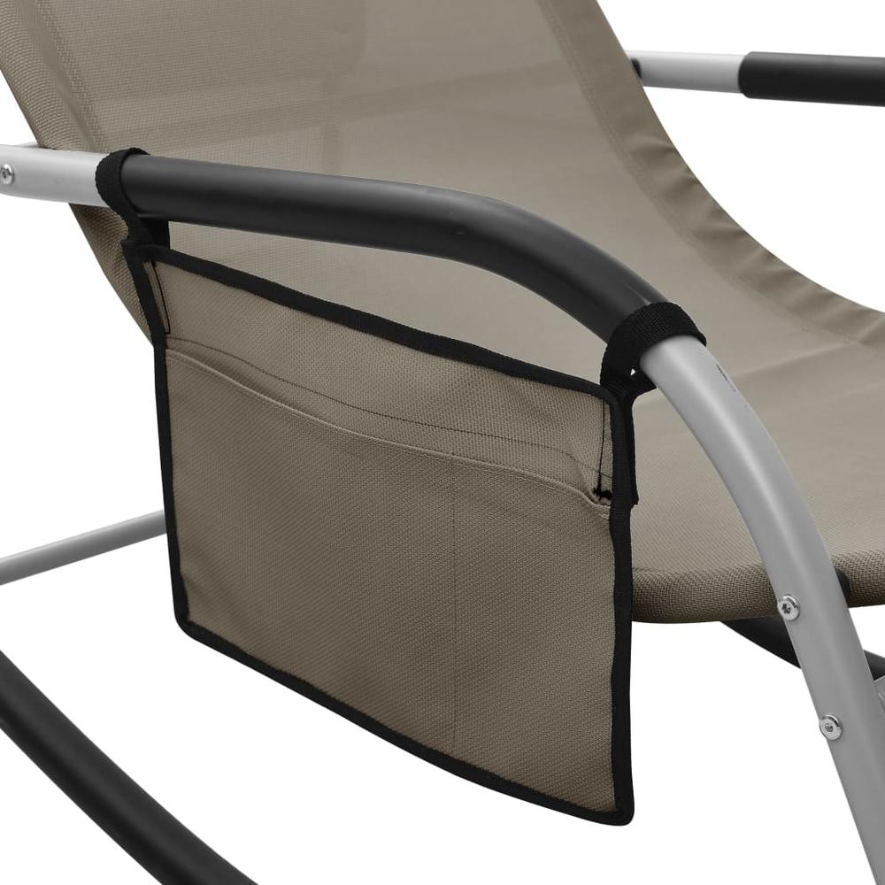 vidaXL Sun Lounger Textilene Taupe and Gray, 310507. Picture 5