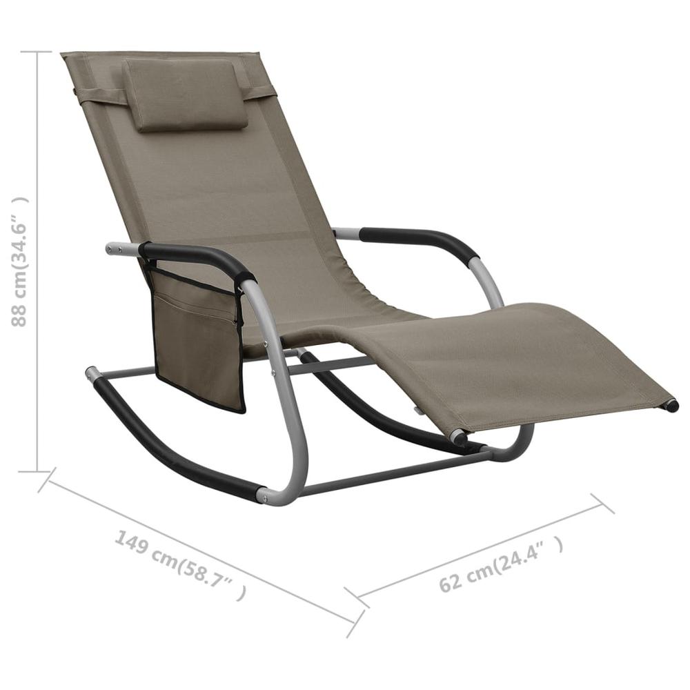 vidaXL Sun Lounger Textilene Taupe and Gray, 310507. Picture 7
