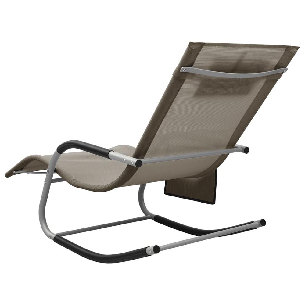vidaXL Sun Loungers 2 pcs Textilene Taupe and Gray. Picture 5