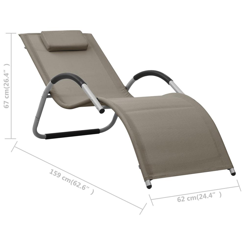vidaXL Sun Lounger Textilene Taupe and Gray, 310515. Picture 7