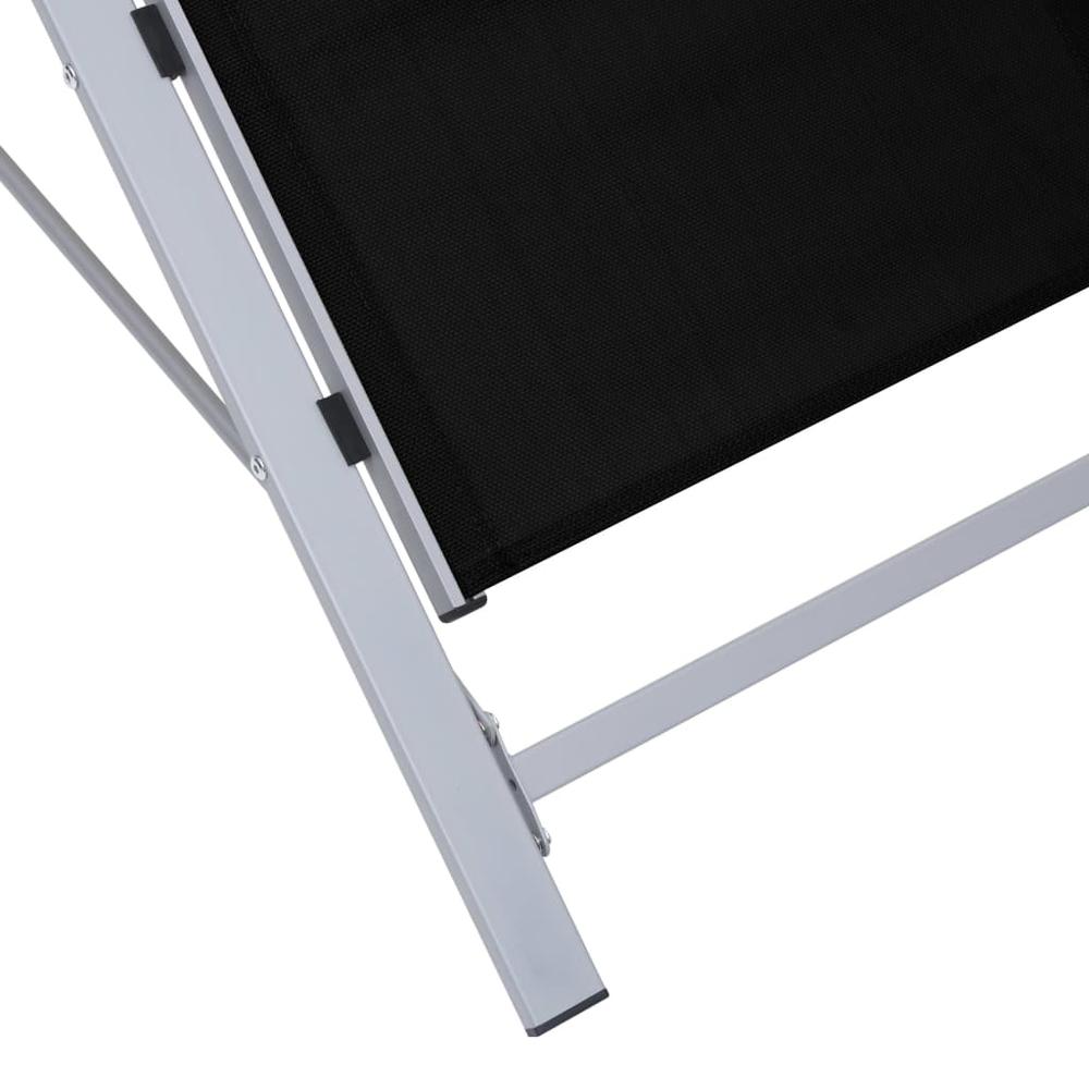 vidaXL Sun Loungers 2 pcs with Table Aluminum Black. Picture 7