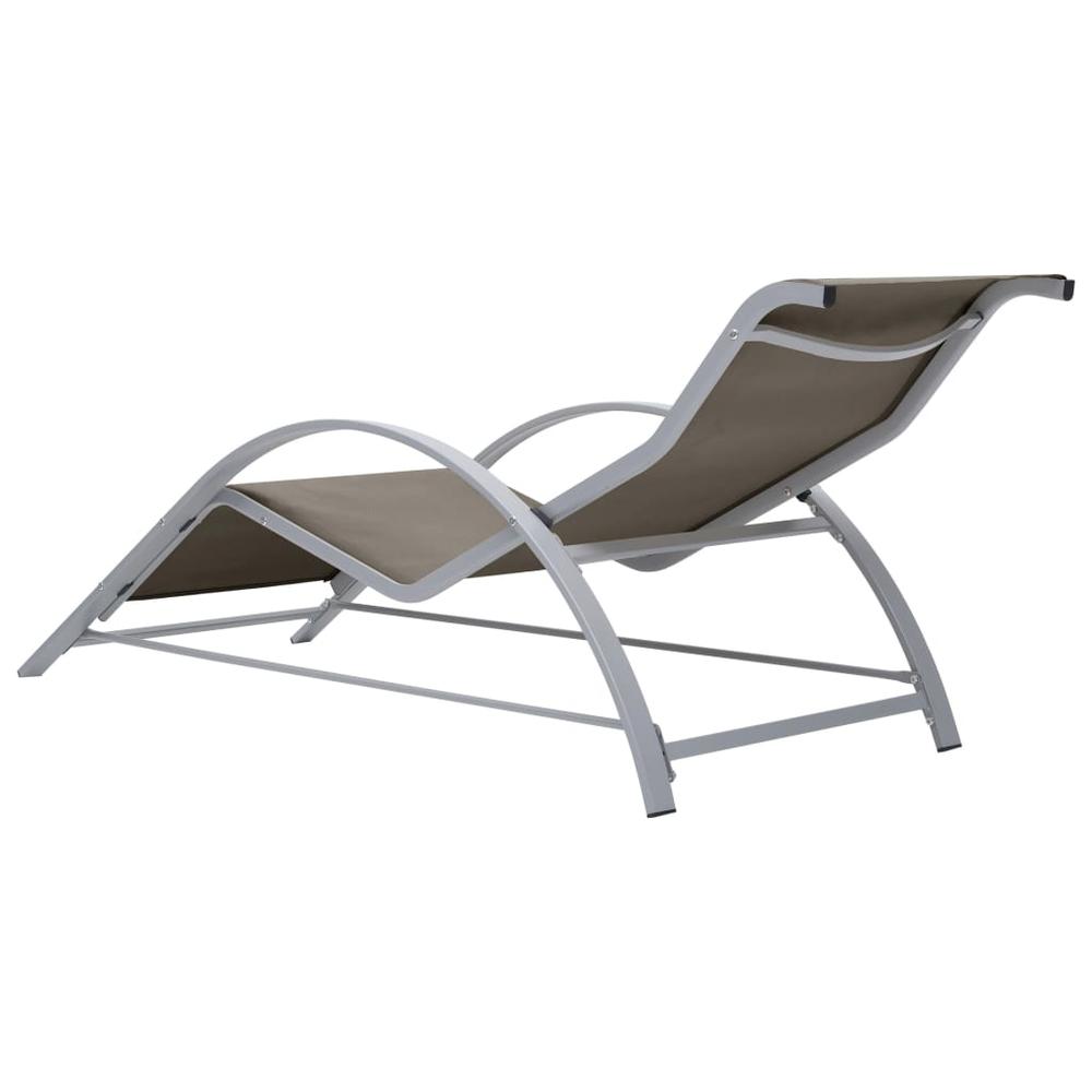 vidaXL Sun Loungers 2 pcs with Table Aluminum Taupe. Picture 6
