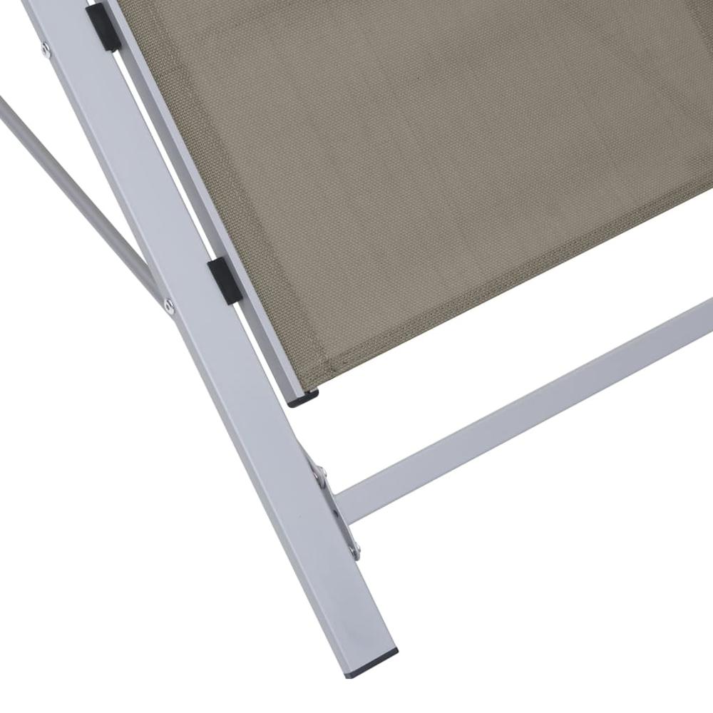 vidaXL Sun Loungers 2 pcs with Table Aluminum Taupe. Picture 7