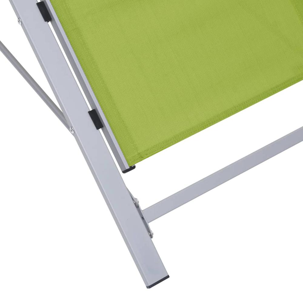vidaXL Sun Loungers 2 pcs with Table Aluminum Green. Picture 7