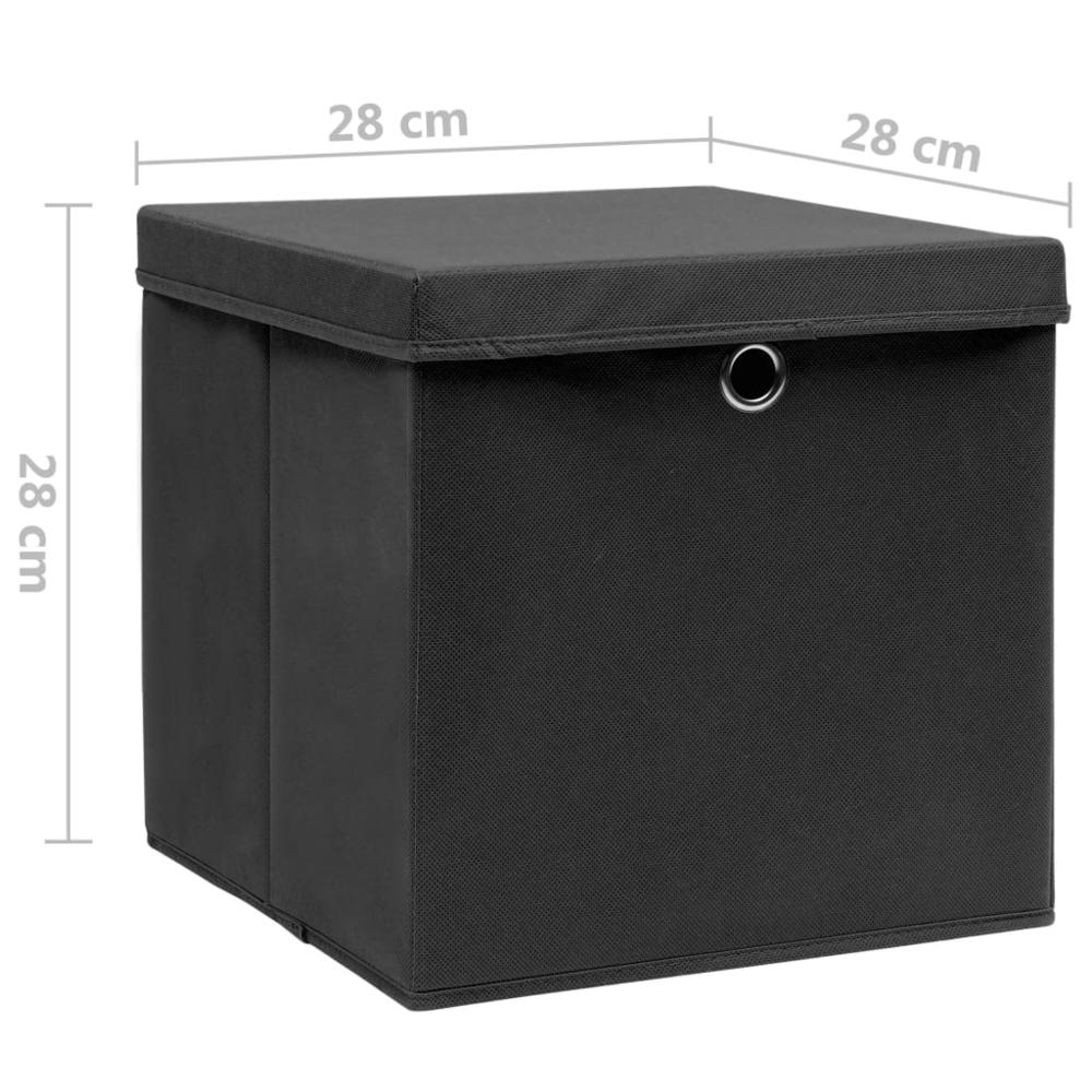 Storage Boxes with Covers 4 pcs 11"x11"x11" Black. Picture 6