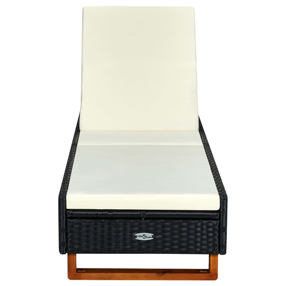 vidaXL Sunbed with Cushion Poly Rattan Black 0472. Picture 2