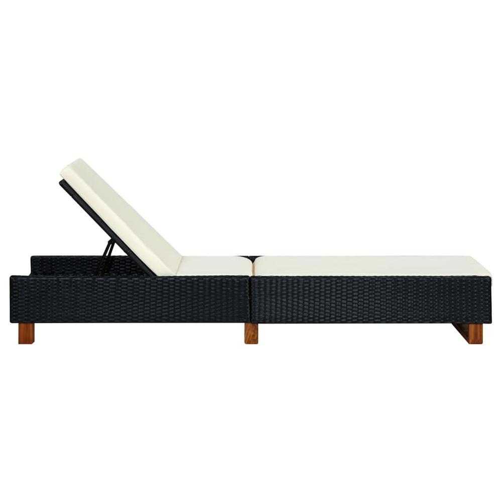 vidaXL Sunbed with Cushion Poly Rattan Black 0472. Picture 3