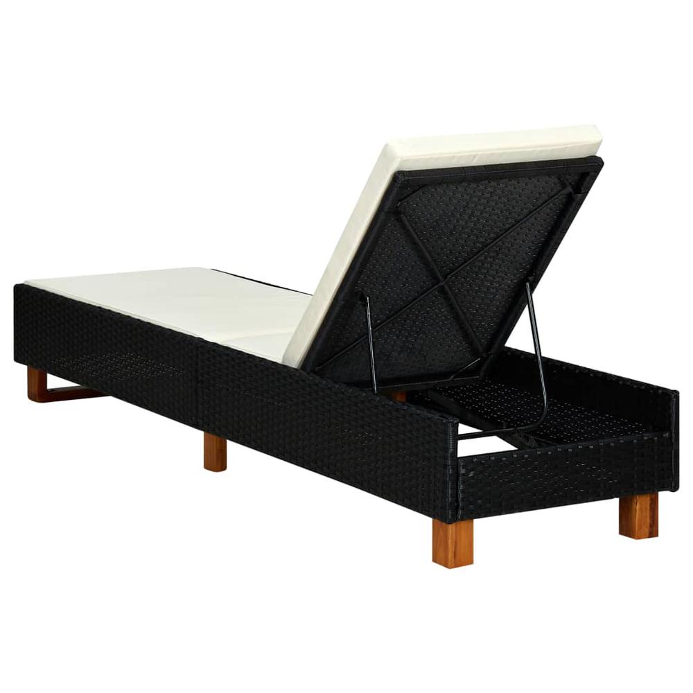 vidaXL Sunbed with Cushion Poly Rattan Black 0472. Picture 4