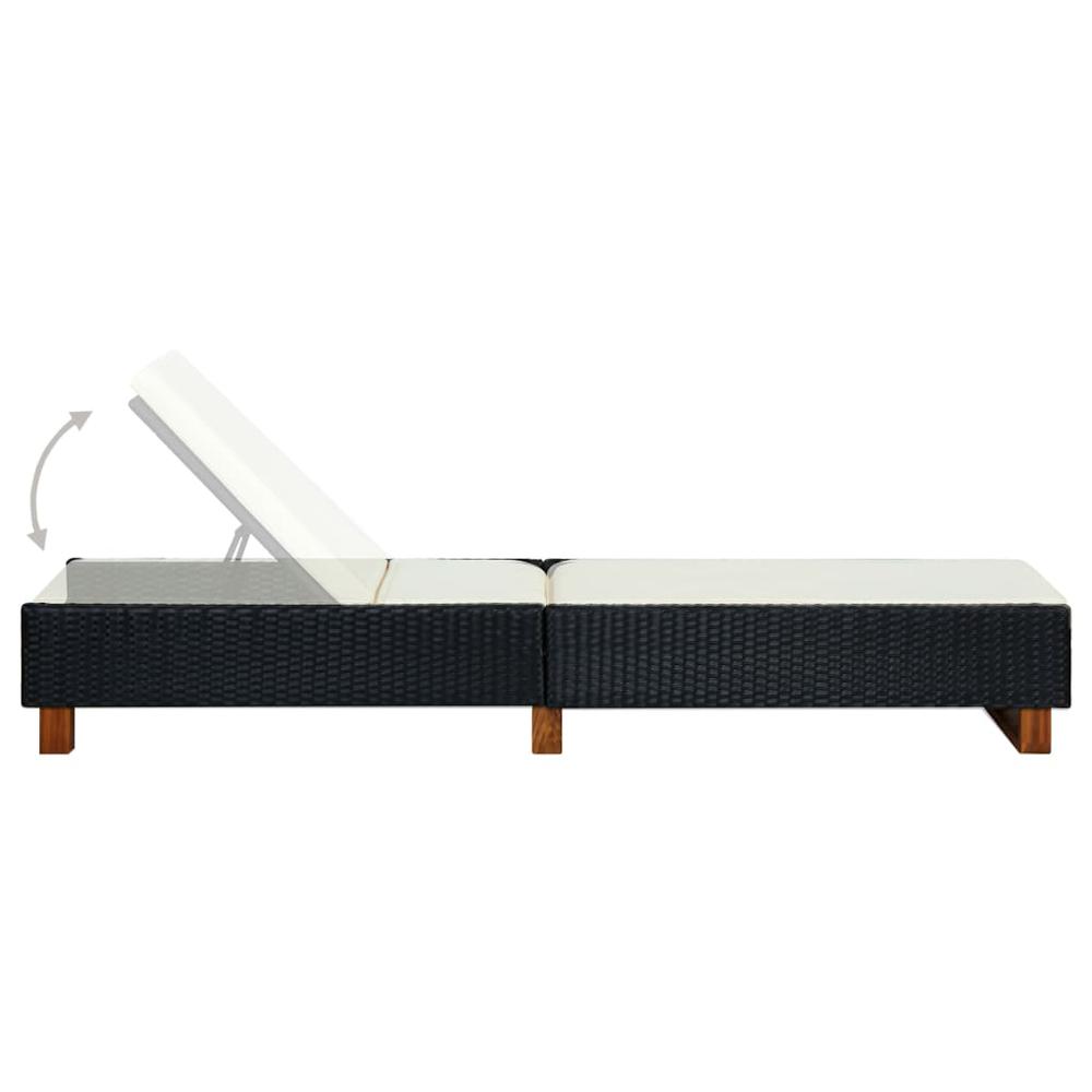 vidaXL Sunbed with Cushion Poly Rattan Black 0472. Picture 5