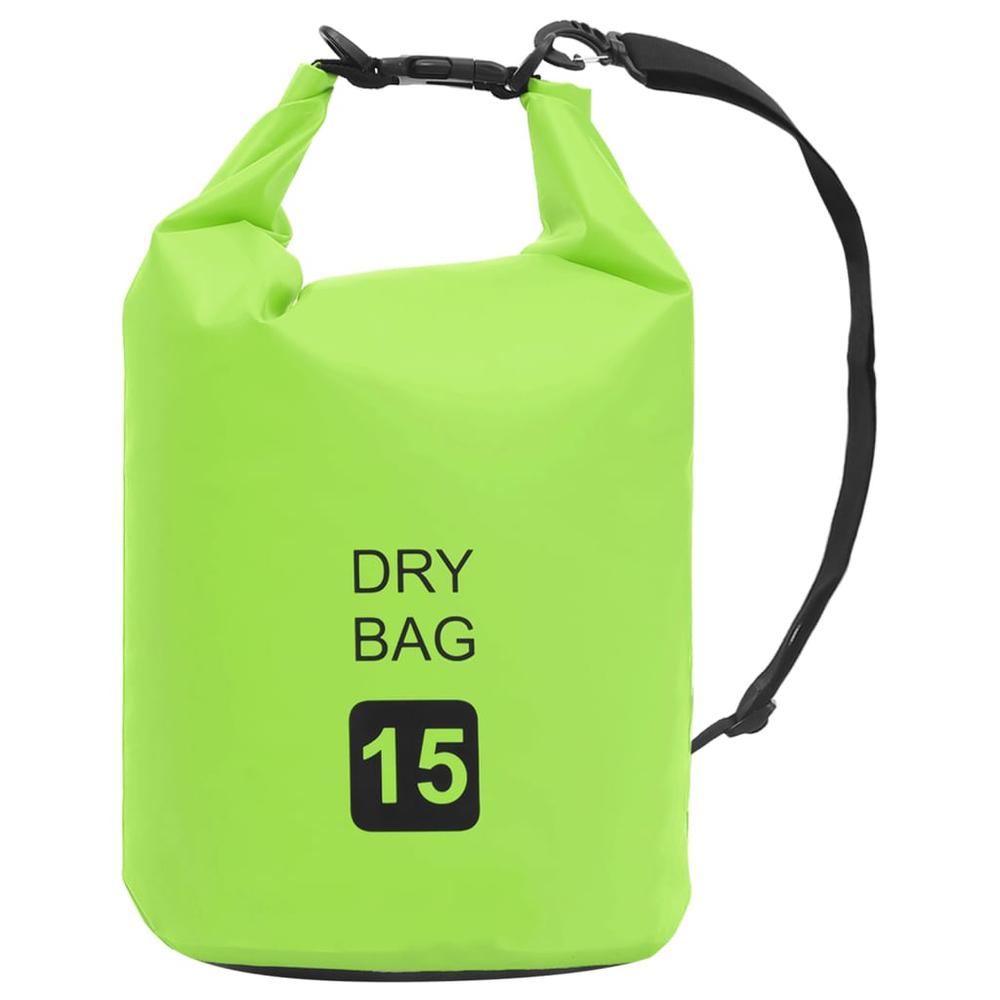 vidaXL Dry Bag Green 4 gal PVC 2781. Picture 1