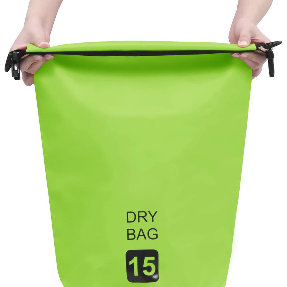 vidaXL Dry Bag Green 4 gal PVC 2781. Picture 2
