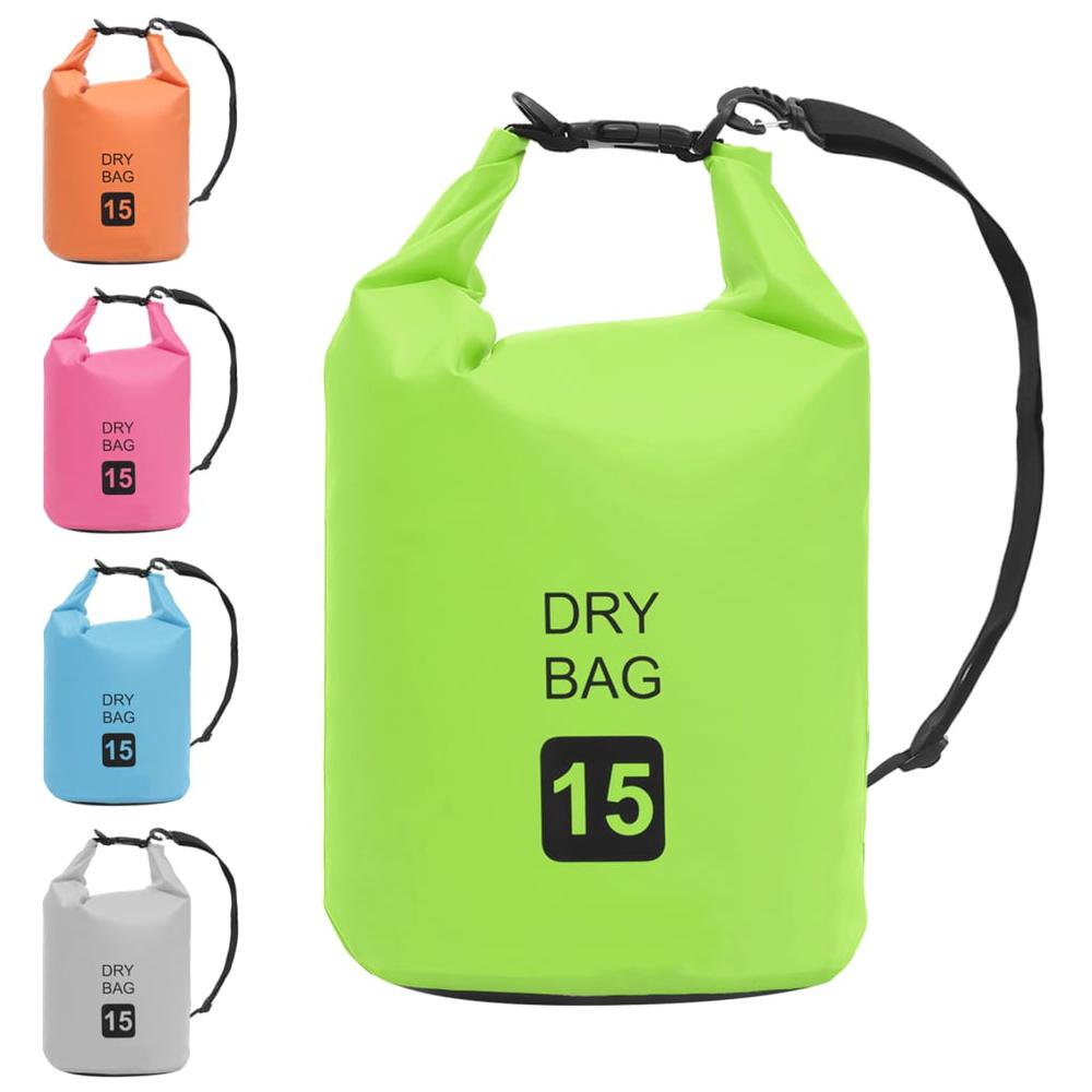 vidaXL Dry Bag Green 4 gal PVC 2781. Picture 5