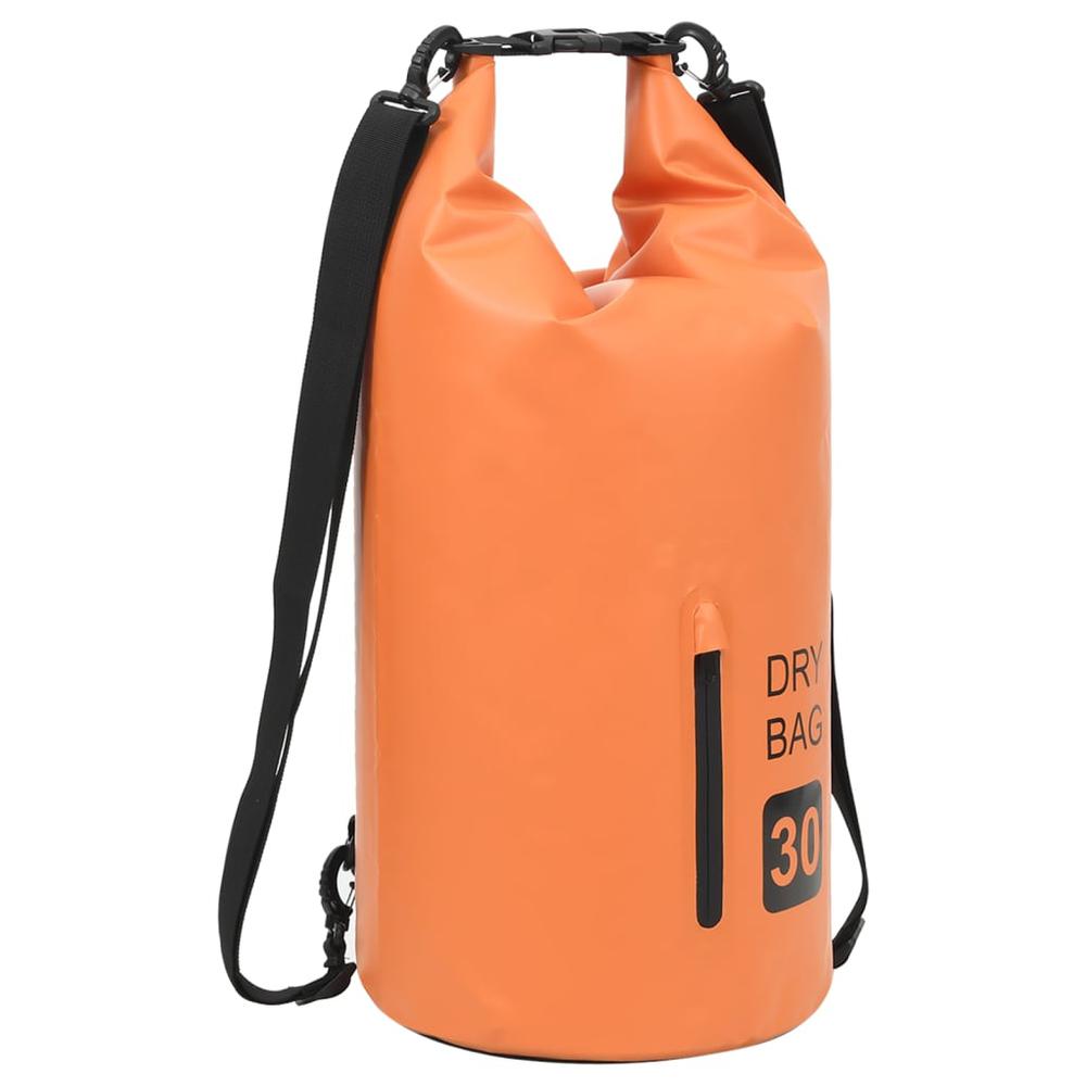 vidaXL Dry Bag with Zipper Orange 7.9 gal PVC 2786. Picture 1