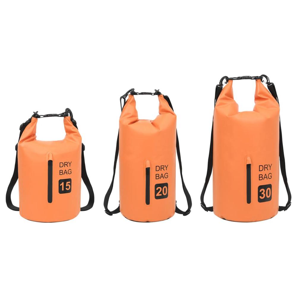 vidaXL Dry Bag with Zipper Orange 7.9 gal PVC 2786. Picture 2