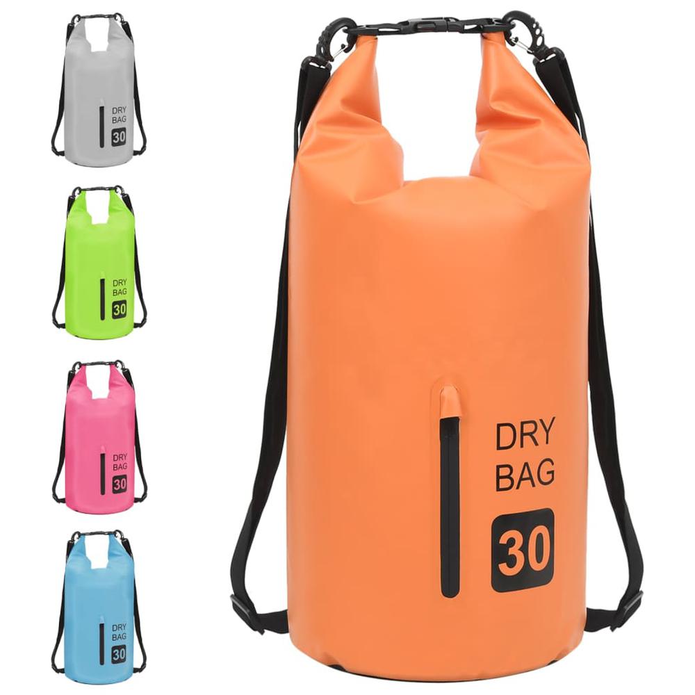 vidaXL Dry Bag with Zipper Orange 7.9 gal PVC 2786. Picture 3