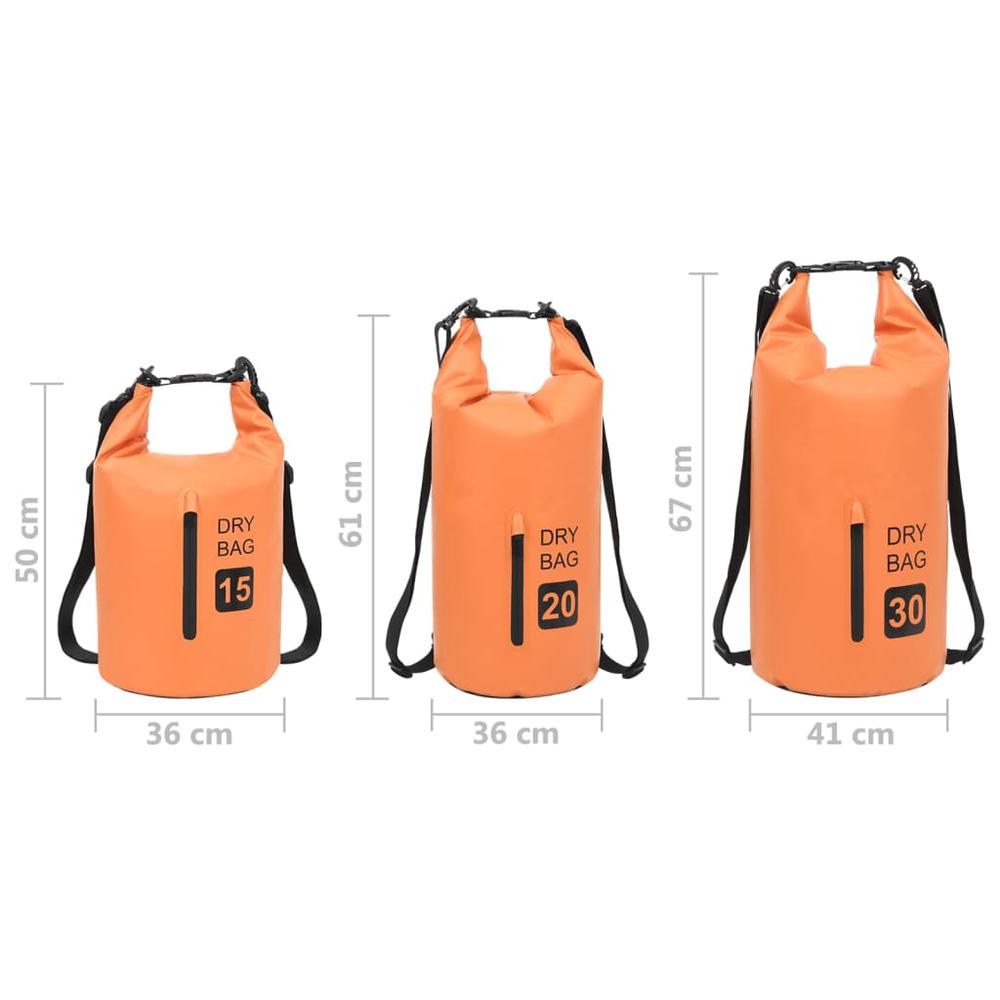 vidaXL Dry Bag with Zipper Orange 7.9 gal PVC 2786. Picture 4