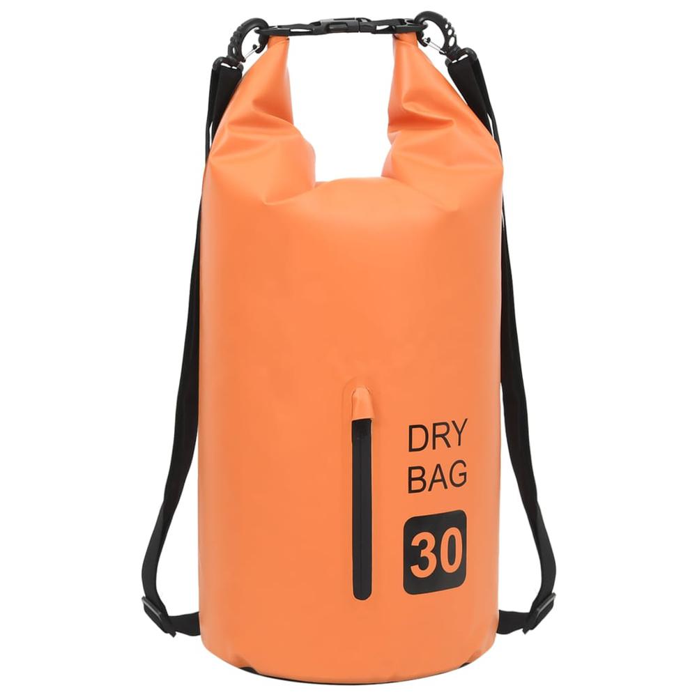 vidaXL Dry Bag with Zipper Orange 7.9 gal PVC 2786. Picture 5