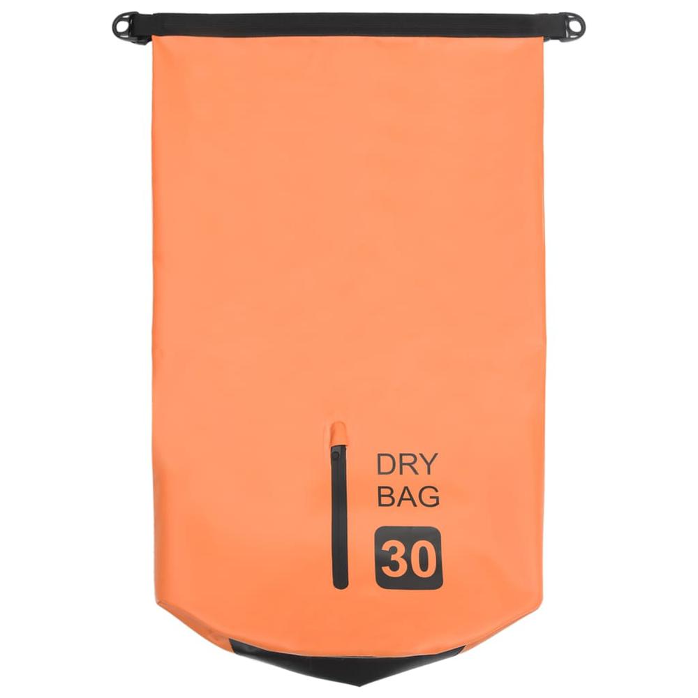 vidaXL Dry Bag with Zipper Orange 7.9 gal PVC 2786. Picture 6