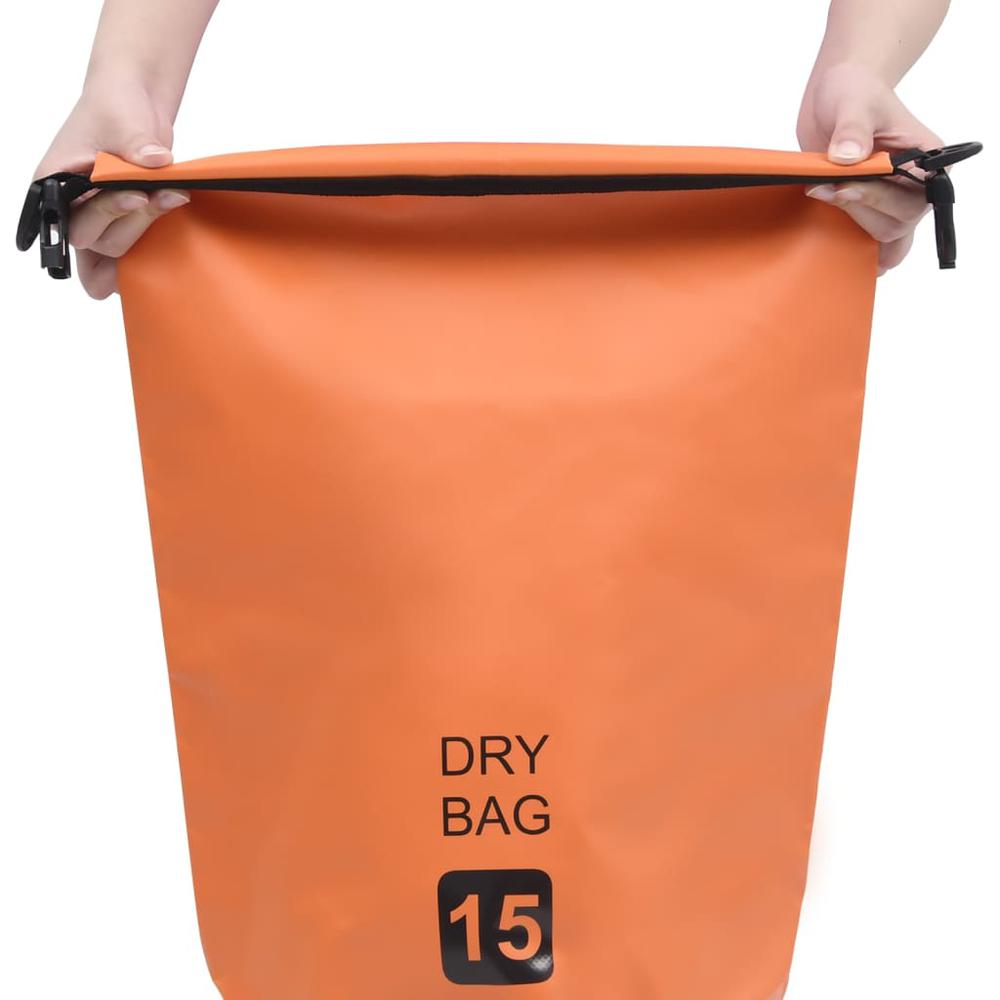 vidaXL Dry Bag Orange 4 gal PVC 2789. Picture 2