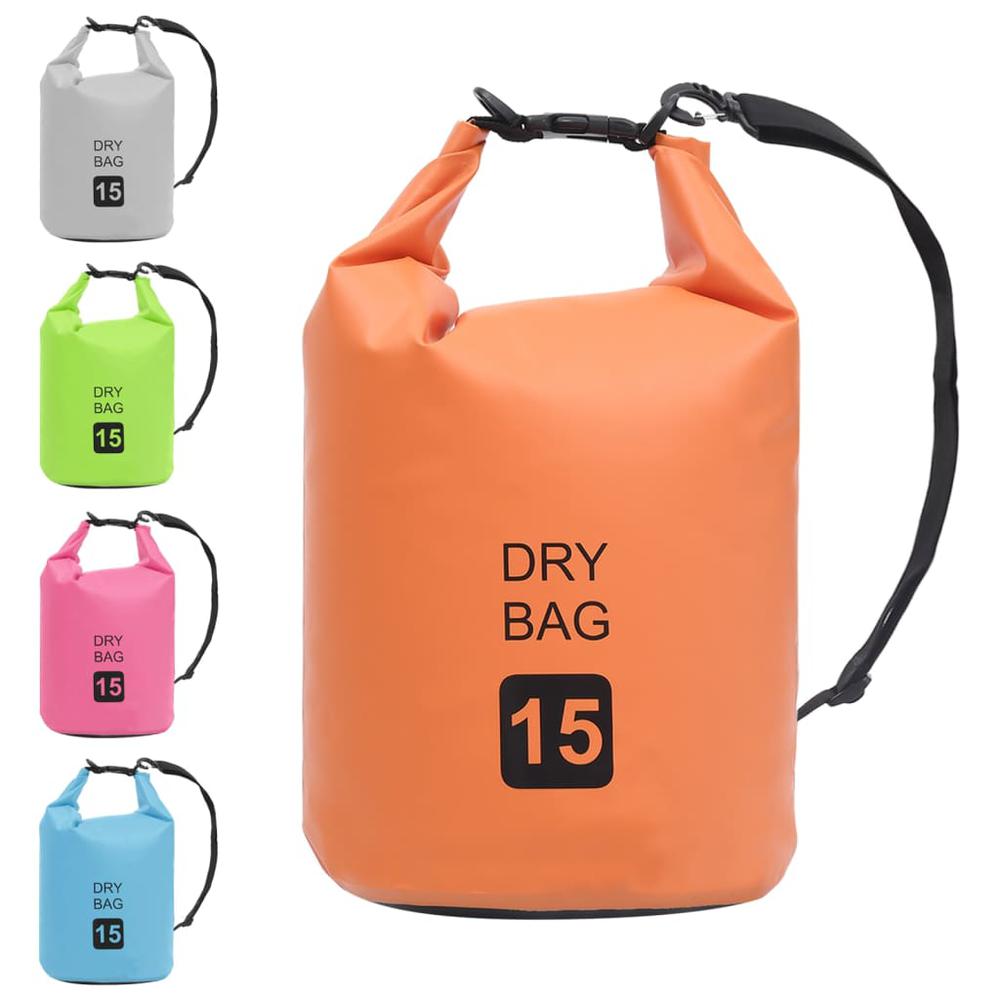 vidaXL Dry Bag Orange 4 gal PVC 2789. Picture 5