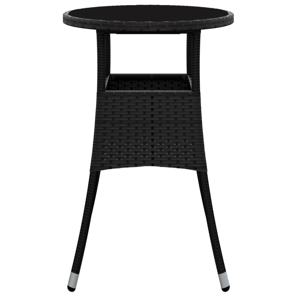 Patio Table Ã˜23.6"x29.5" Tempered Glass and Poly Rattan Black. Picture 2