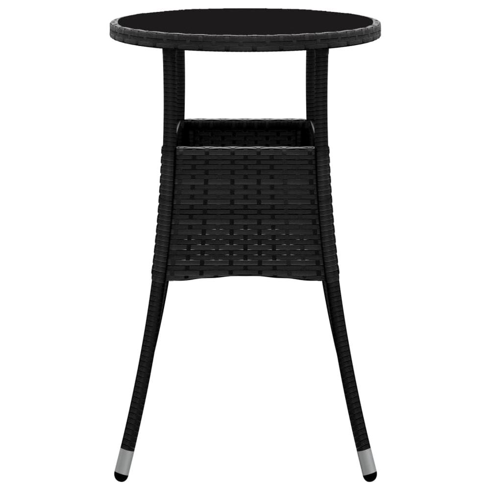Patio Table Ã˜23.6"x29.5" Tempered Glass and Poly Rattan Black. Picture 3