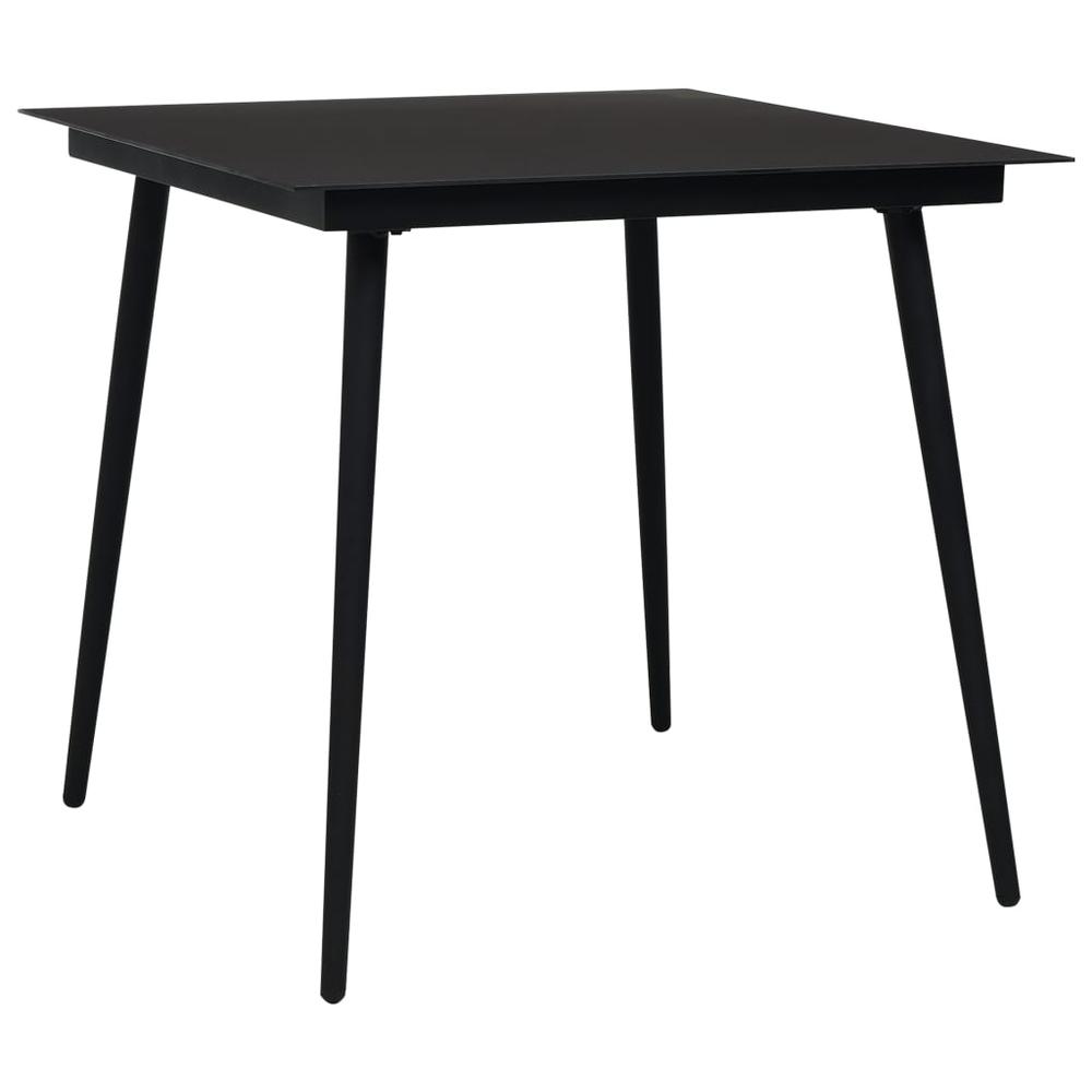 vidaXL Garden Dining Table Black 31.5"x31.5"x29.1" Steel and Glass, 312157. Picture 1