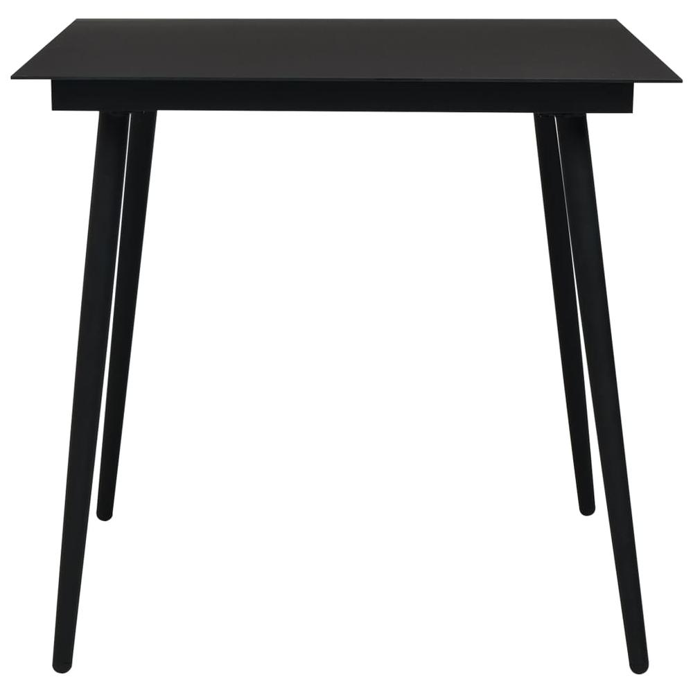 vidaXL Garden Dining Table Black 31.5"x31.5"x29.1" Steel and Glass, 312157. Picture 2