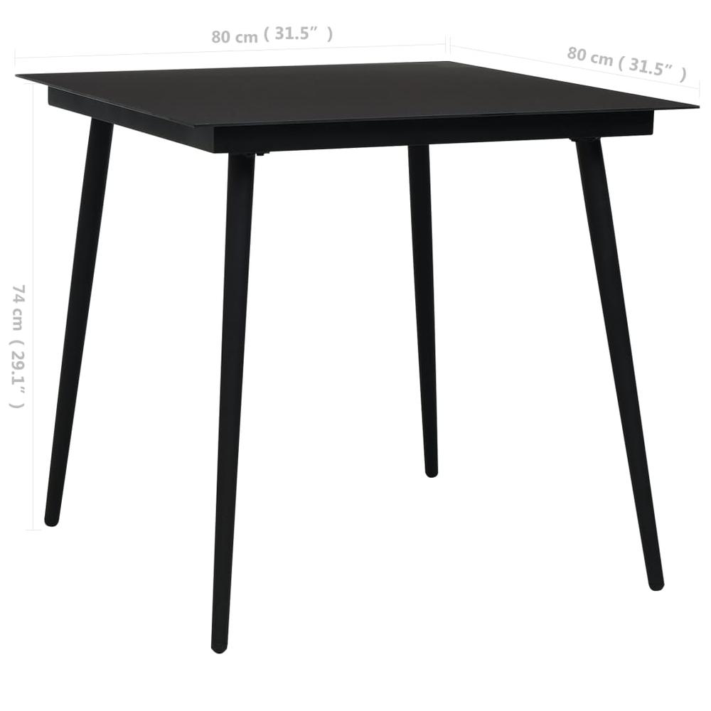 vidaXL Garden Dining Table Black 31.5"x31.5"x29.1" Steel and Glass, 312157. Picture 4